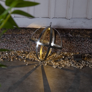 Solar Metall Kugel-Leuchte ASTRI Gr&ouml;&szlig;e 25cm im Garten leuchtend Bild 7