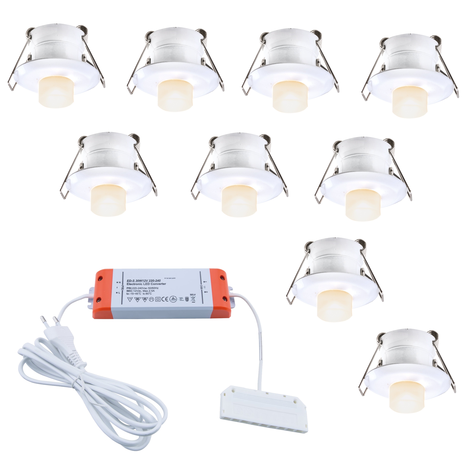 9er Set Led Lichtpunkt Einbaustrahler weiß 230V 15W Sternenhimmel