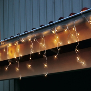 Led Lichtervorhang 4 x 0,4 Meter 144 Leds warmweiß Kabel transparent Anwendungsbild Bild 1