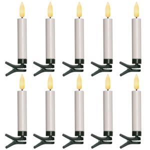 10 Stück Led Christbaum-Kerzen kabellos mit Timer und 3D Flamme