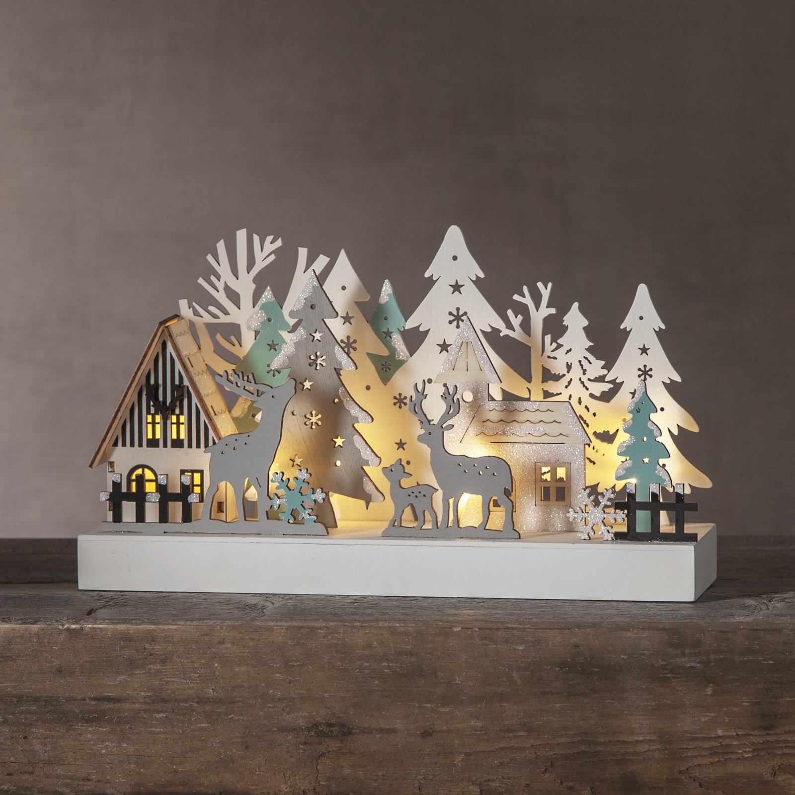 www.Led-Store.de: Led Holz-Silhouette Winterlandschaft...