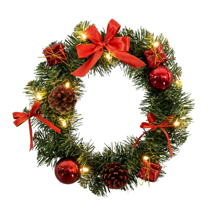 Tannenkranz Mit LED-Lichtern, Adventskranz Künstli Produktbild-Vorschau 2
