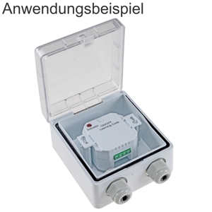Aufputz Geh&auml;use IP54 mit Schutzkappe IP54 perfekt f&uuml;r Pilota Casa Serie, freigestelltes Bild Anwendungsbeispiel